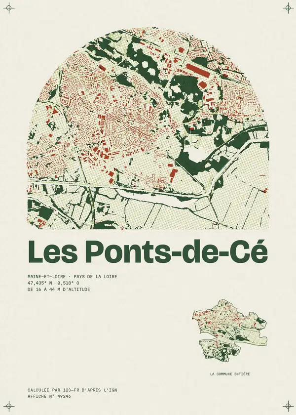 Affiche de Les Ponts-de-Cé, calculée par 123-fr d'après l'IGN