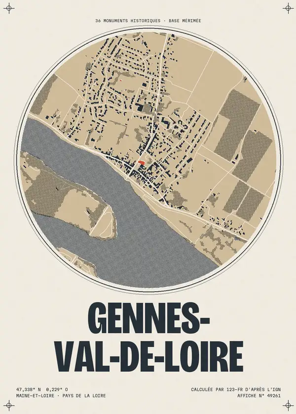 Affiche de Gennes-Val-de-Loire, calculée par 123-fr d'après l'IGN