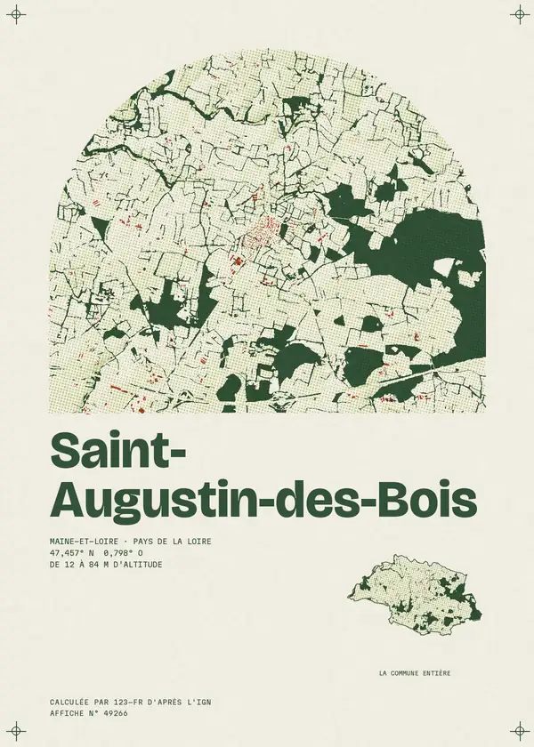 Affiche de Saint-Augustin-des-Bois, calculée d'après l'IGN