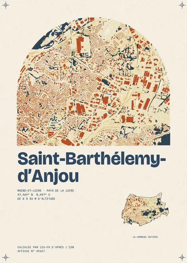 Affiche de Saint-Barthélemy-d'Anjou, calculée par 123-fr d'après l'IGN