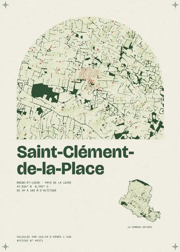 Affiche de Saint-Clément-de-la-Place, calculée par 123-fr d'après l'IGN