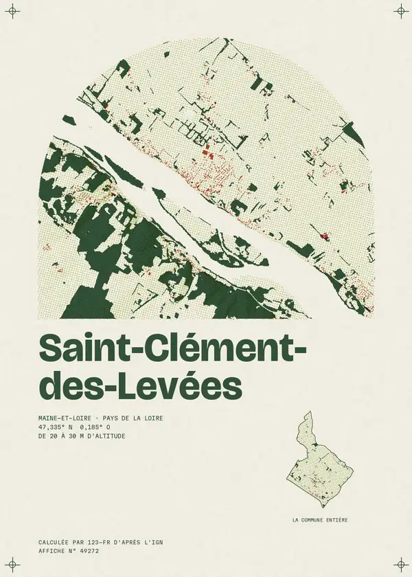 Affiche de Saint-Clément-des-Levées, calculée par 123-fr d'après l'IGN