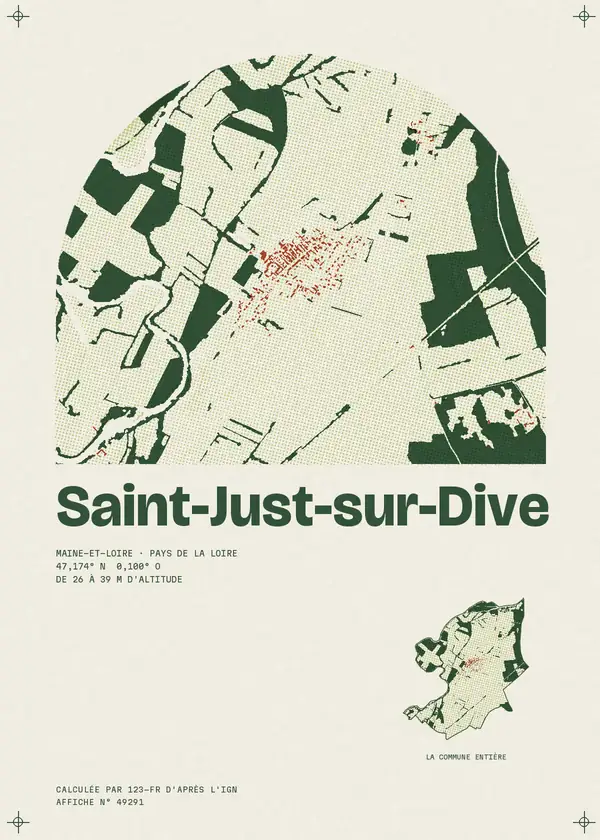 Affiche de Saint-Just-sur-Dive, calculée par 123-fr d'après l'IGN