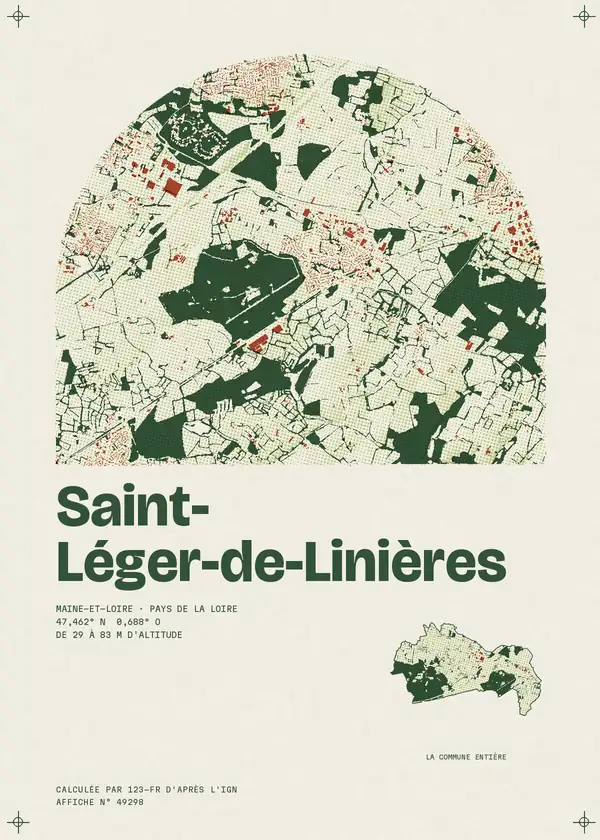 Affiche de Saint-Léger-de-Linières, calculée par 123-fr d'après l'IGN