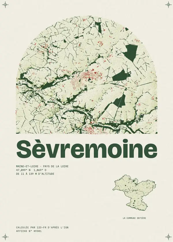 Affiche de Sèvremoine, calculée par 123-fr d'après l'IGN