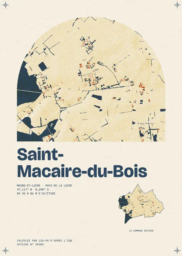 Affiche de Saint-Macaire-du-Bois, calculée par 123-fr d'après l'IGN