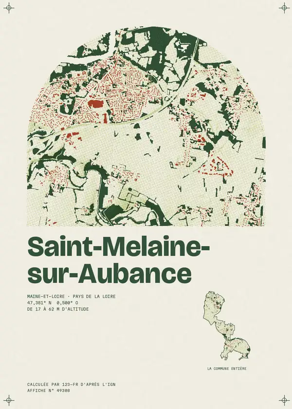 Affiche de Saint-Melaine-sur-Aubance, calculée par 123-fr d'après l'IGN