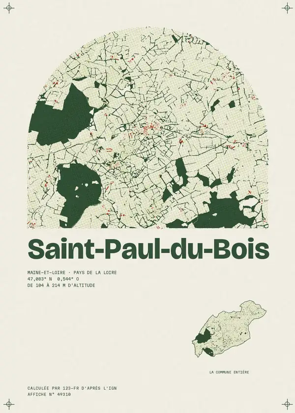 Affiche de Saint-Paul-du-Bois, calculée par 123-fr d'après l'IGN