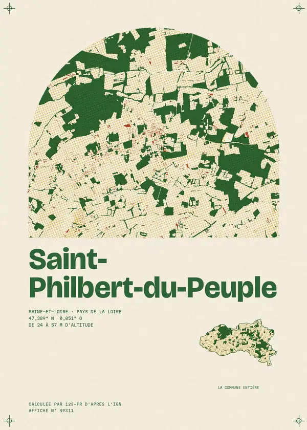 Affiche de Saint-Philbert-du-Peuple, calculée par 123-fr d'après l'IGN
