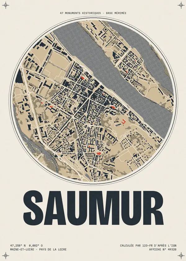 Affiche de Saumur, calculée par 123-fr d'après l'IGN