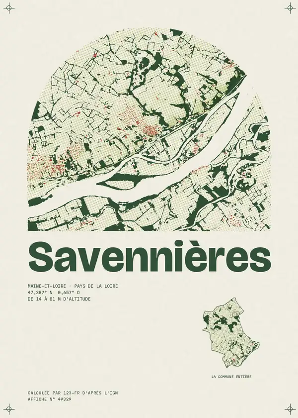 Affiche de Savennières, calculée par 123-fr d'après l'IGN