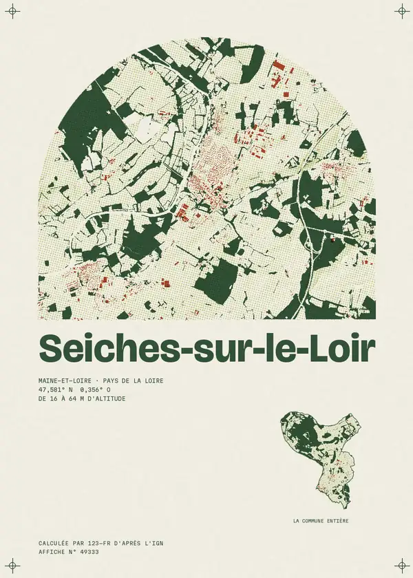 Affiche de Seiches-sur-le-Loir, calculée par 123-fr d'après l'IGN