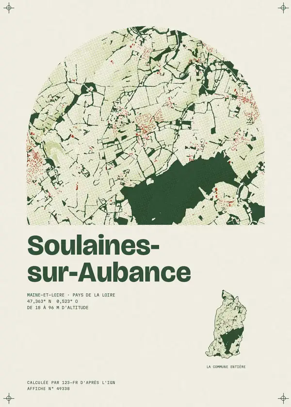 Affiche de Soulaines-sur-Aubance, calculée par 123-fr d'après l'IGN