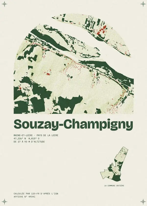 Affiche de Souzay-Champigny, calculée par 123-fr d'après l'IGN