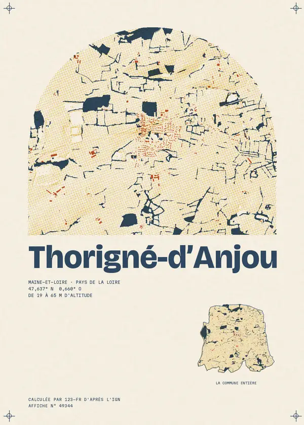 Affiche de Thorigné-d'Anjou, calculée par 123-fr d'après l'IGN