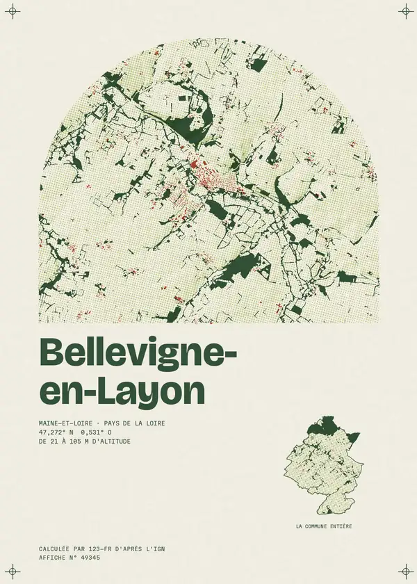 Affiche de Bellevigne-en-Layon, calculée par 123-fr d'après l'IGN