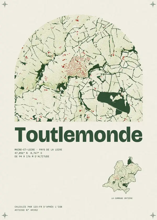 Affiche de Toutlemonde, calculée par 123-fr d'après l'IGN
