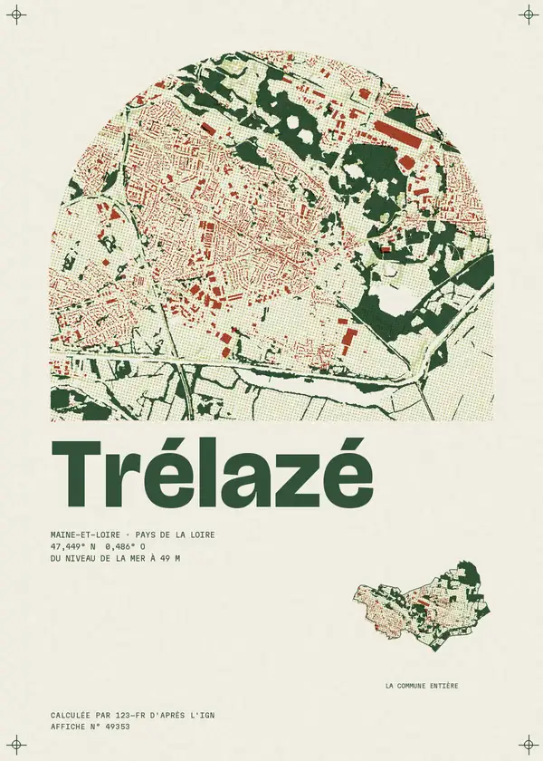 Affiche de Trélazé, calculée par 123-fr d'après l'IGN