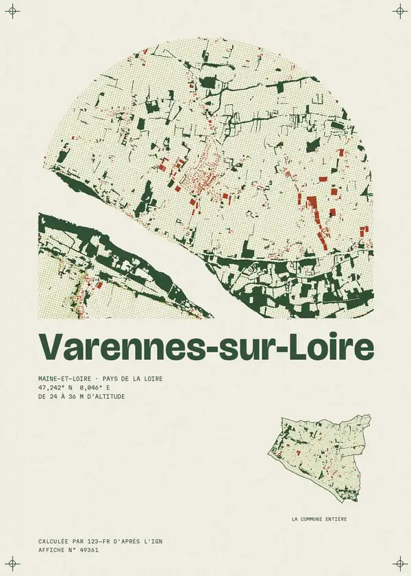 Affiche de Varennes-sur-Loire, calculée par 123-fr d'après l'IGN