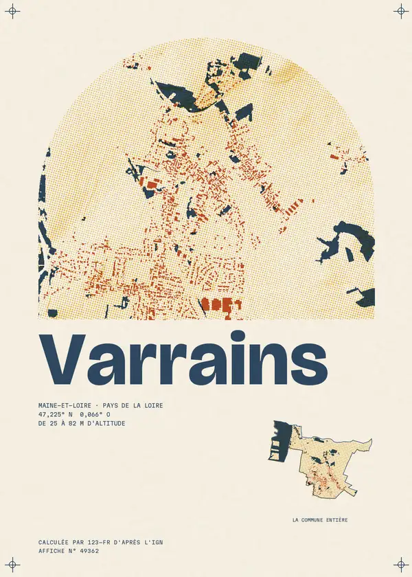 Affiche de Varrains, calculée par 123-fr d'après l'IGN