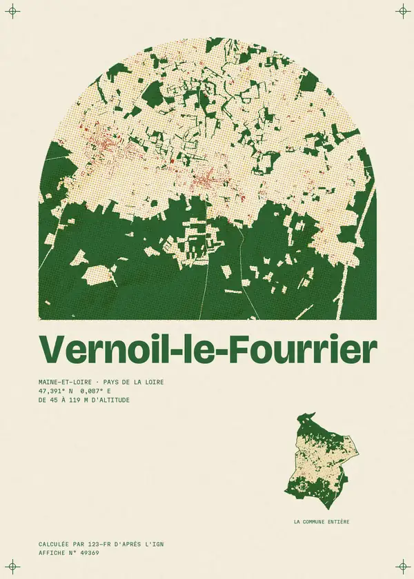 Affiche de Vernoil-le-Fourrier, calculée par 123-fr d'après l'IGN