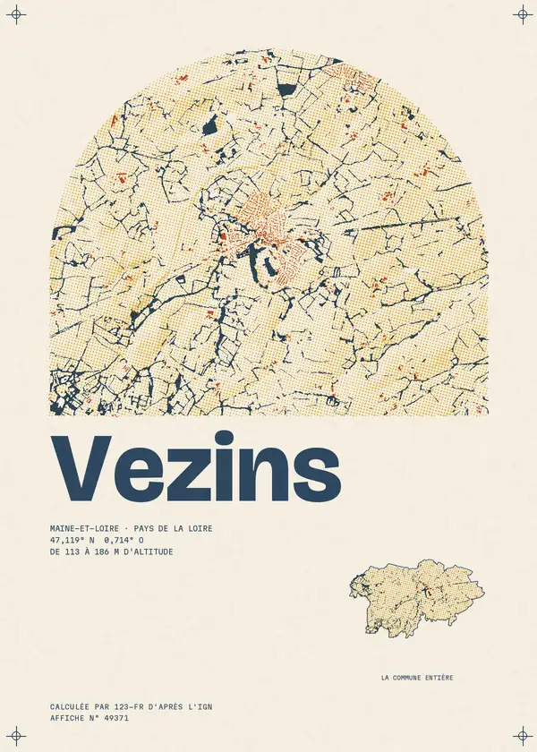 Affiche de Vezins, calculée par 123-fr d'après l'IGN