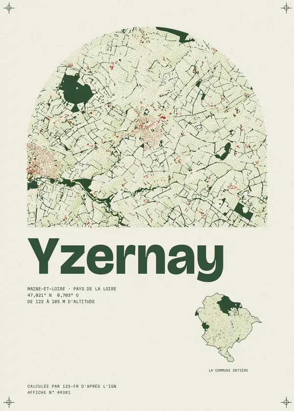 Affiche de Yzernay, calculée par 123-fr d'après l'IGN