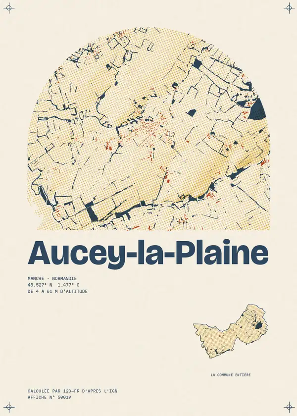 Affiche de Aucey-la-Plaine, calculée par 123-fr d'après l'IGN