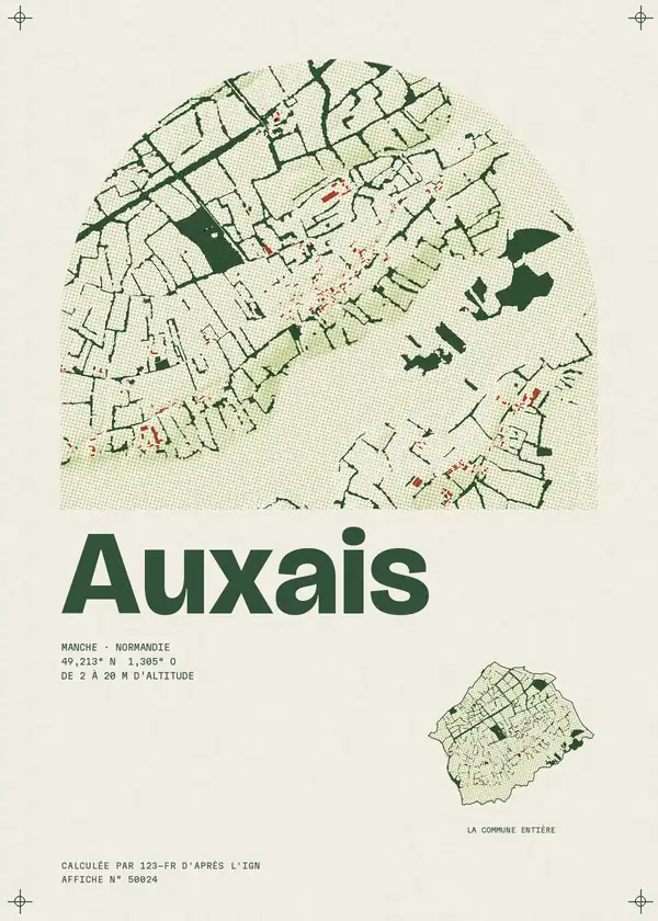 Affiche de Auxais, calculée par 123-fr d'après l'IGN