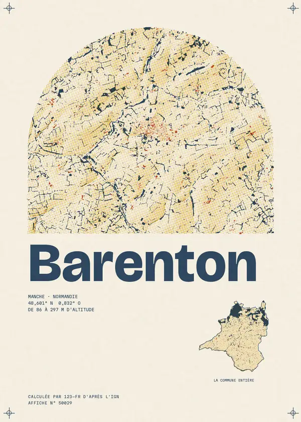 Affiche de Barenton, calculée par 123-fr d'après l'IGN