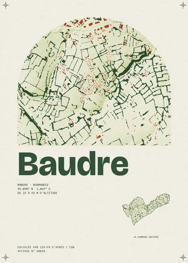 Affiche de Baudre, calculée par 123-fr d'après l'IGN