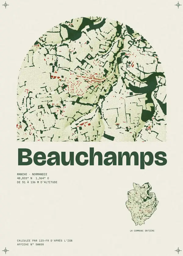Affiche de Beauchamps, calculée par 123-fr d'après l'IGN
