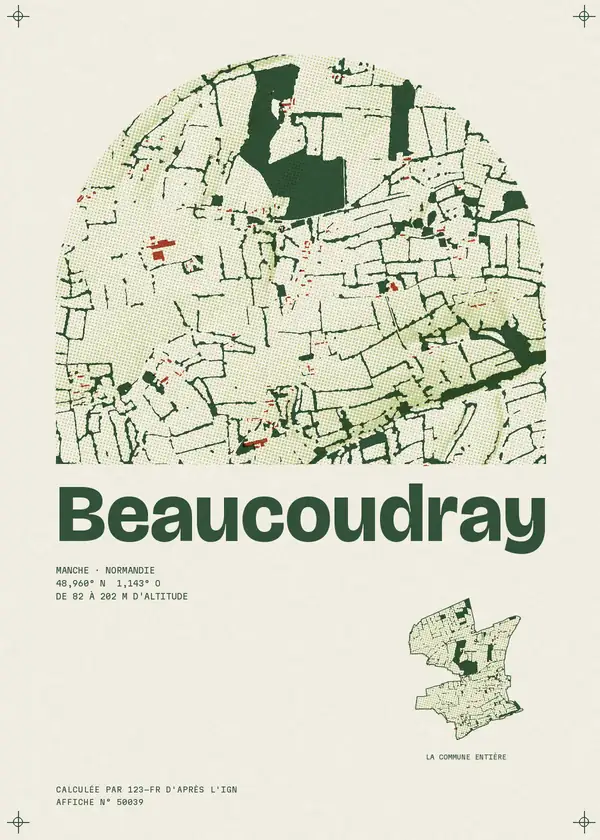 Affiche de Beaucoudray, calculée par 123-fr d'après l'IGN