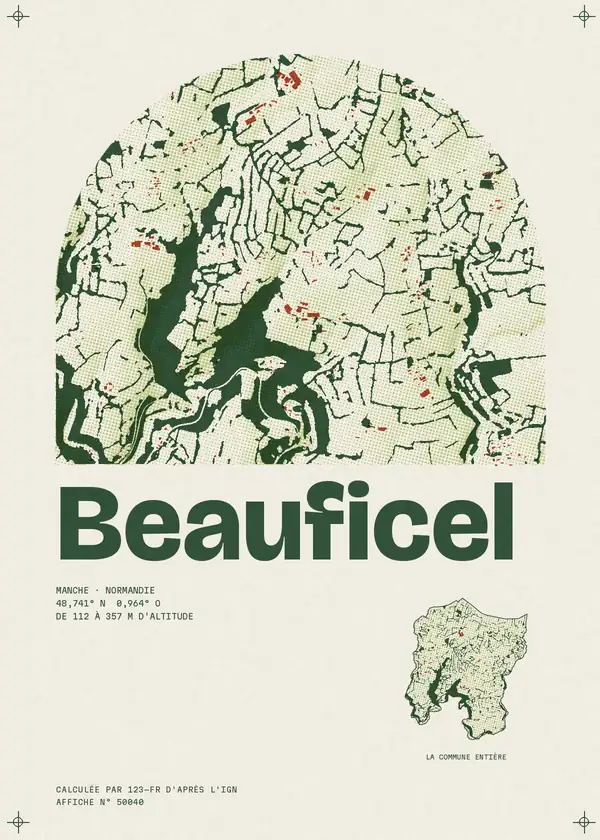 Affiche de Beauficel, calculée par 123-fr d'après l'IGN
