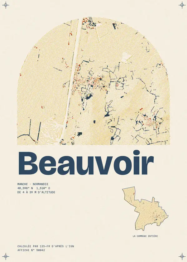 Affiche de Beauvoir, calculée par 123-fr d'après l'IGN