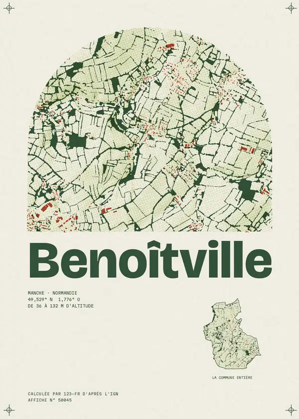 Affiche de Benoîtville, calculée par 123-fr d'après l'IGN