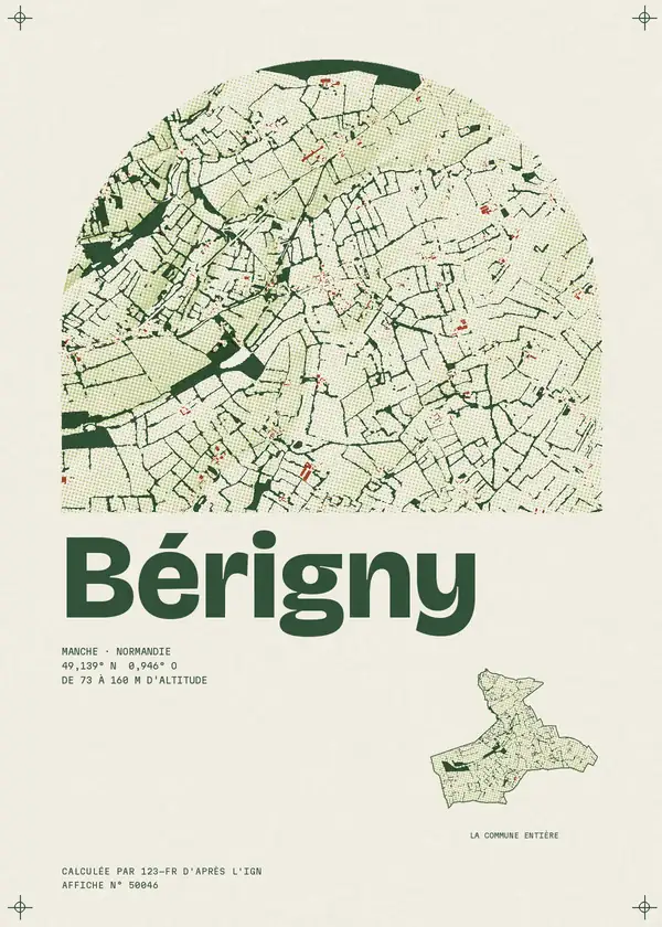 Affiche de Bérigny, calculée par 123-fr d'après l'IGN