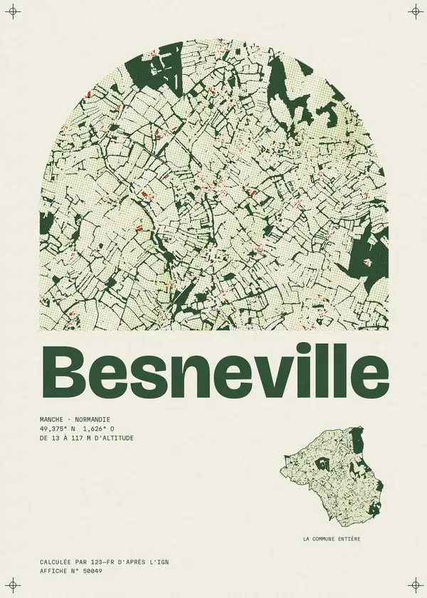 Affiche de Besneville, calculée par 123-fr d'après l'IGN