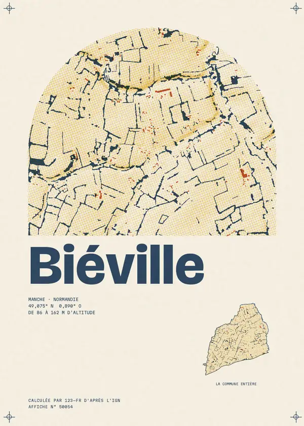 Affiche de Biéville, calculée par 123-fr d'après l'IGN