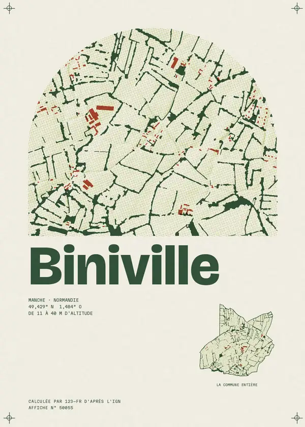 Affiche de Biniville, calculée par 123-fr d'après l'IGN