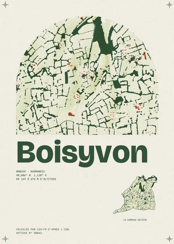 Affiche de Boisyvon, calculée par 123-fr d'après l'IGN