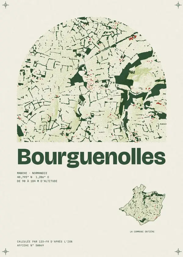 Affiche de Bourguenolles, calculée par 123-fr d'après l'IGN