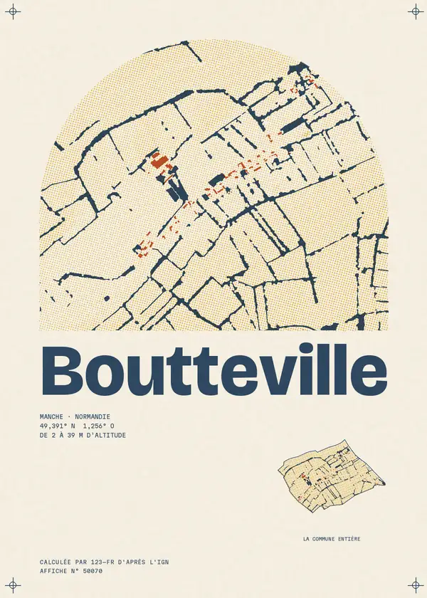 Affiche de Boutteville, calculée par 123-fr d'après l'IGN