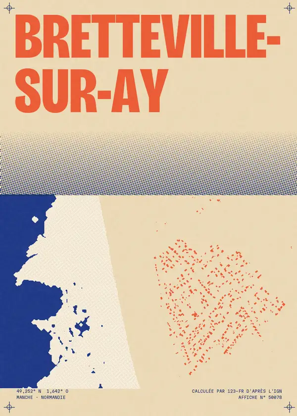 Affiche de Bretteville-sur-Ay, calculée par 123-fr d'après l'IGN
