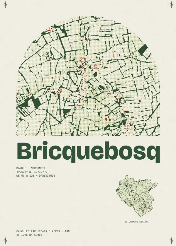 Affiche de Bricquebosq, calculée par 123-fr d'après l'IGN