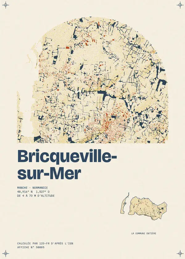 Affiche de Bricqueville-sur-Mer, calculée par 123-fr d'après l'IGN