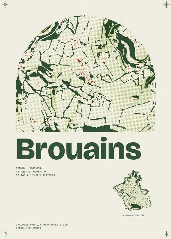 Affiche de Brouains, calculée par 123-fr d'après l'IGN