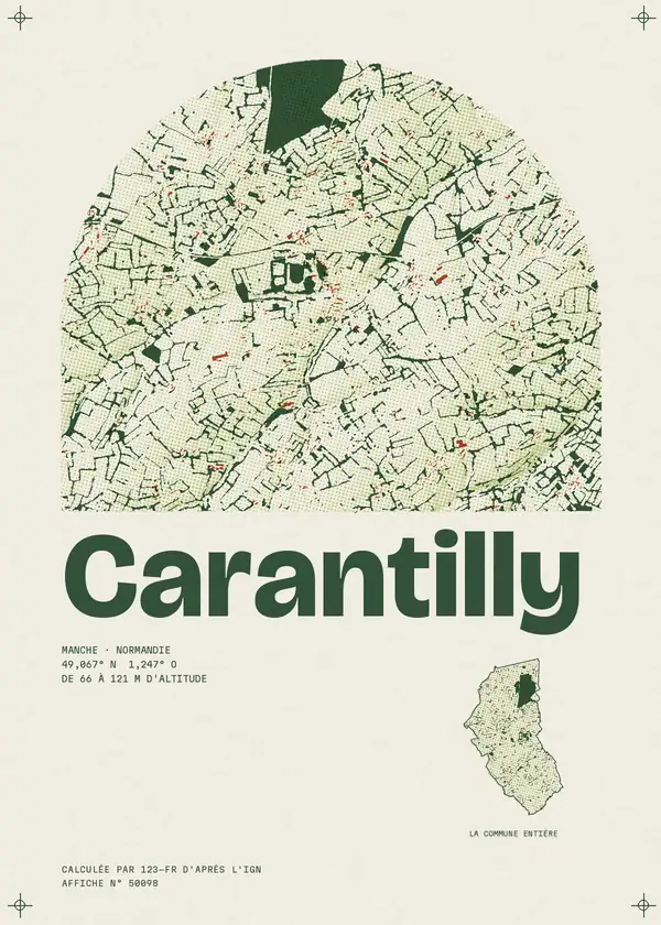 Affiche de Carantilly, calculée par 123-fr d'après l'IGN