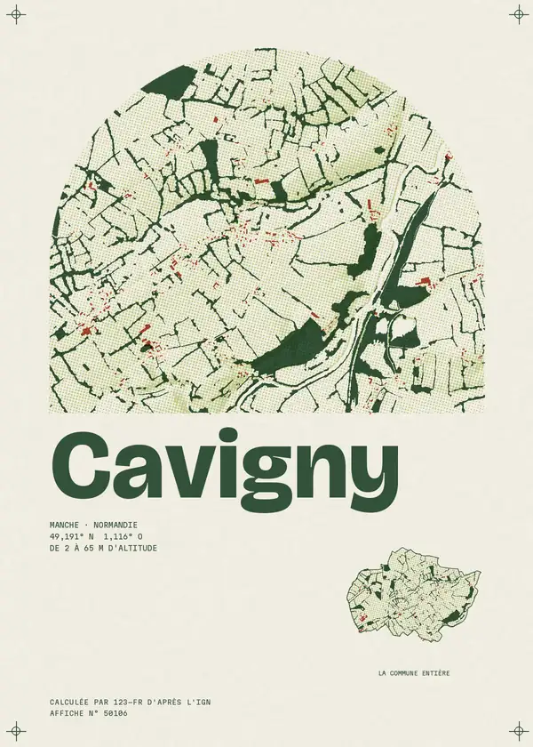 Affiche de Cavigny, calculée par 123-fr d'après l'IGN