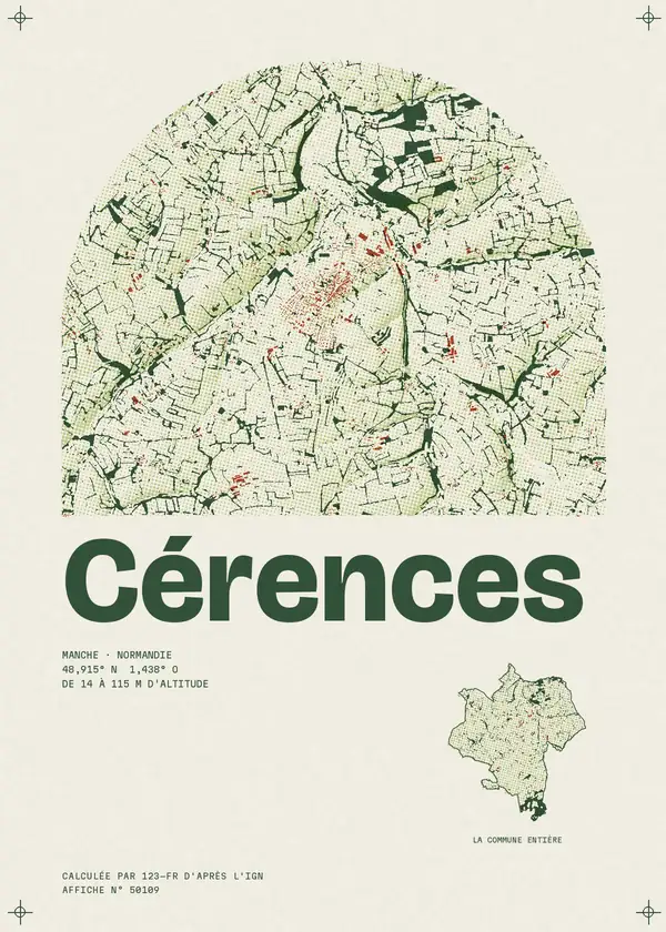 Affiche de Cérences, calculée par 123-fr d'après l'IGN